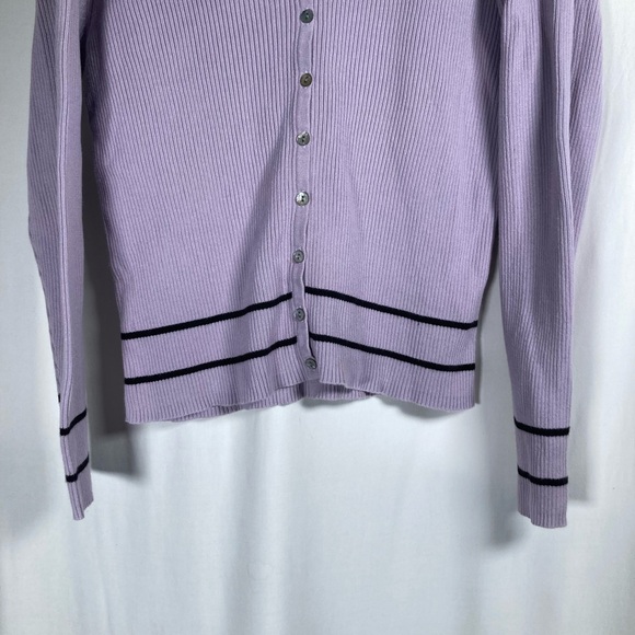 Casual Corner Lavender V-Neck Cardigan Vintage Preppy Cottagecore Y2K - Picture 2 of 14